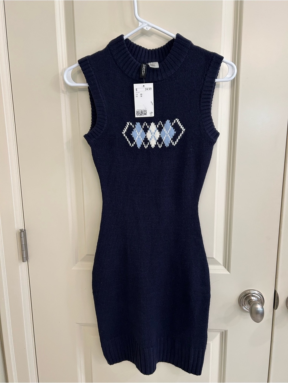 NWT H&M XS Navy Sleeveless Knit Mini Dress